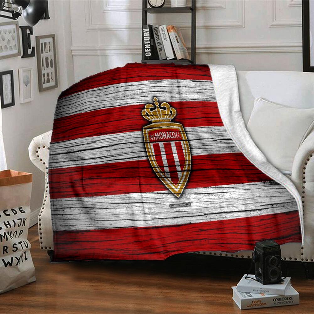 As Monaco Crest Flannel Blanket, Soft Polyester, Modern Design, All-Season for Camping, Travel, Gifts for holidays or birthdays