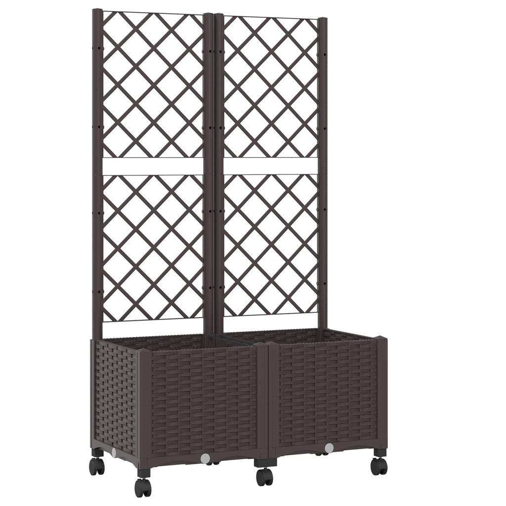 Planter with Trellis and Wheels Brown 80 X 40 X 146 Cm PP