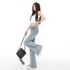 Low waist micro-flared jeans women's autumn and winter new light blue pants black cow flared pants medium pants