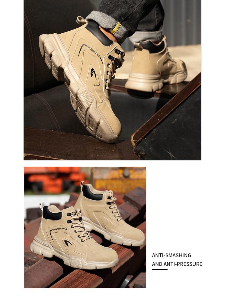 Lightweight Steel Toe Work Boots - Anti-Smash, Puncture-Resistant, Comfortable, Durable for Outdoor Safety.