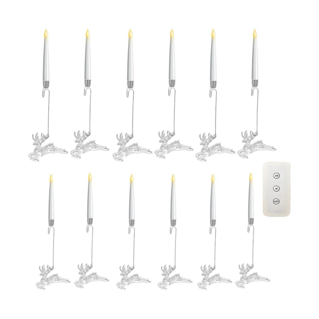 12 Pieces Christmas Tree Candles Decoration LED Candlesticks LED Short Taper Candles for Home Bedroom Halloween Holiday Wedding