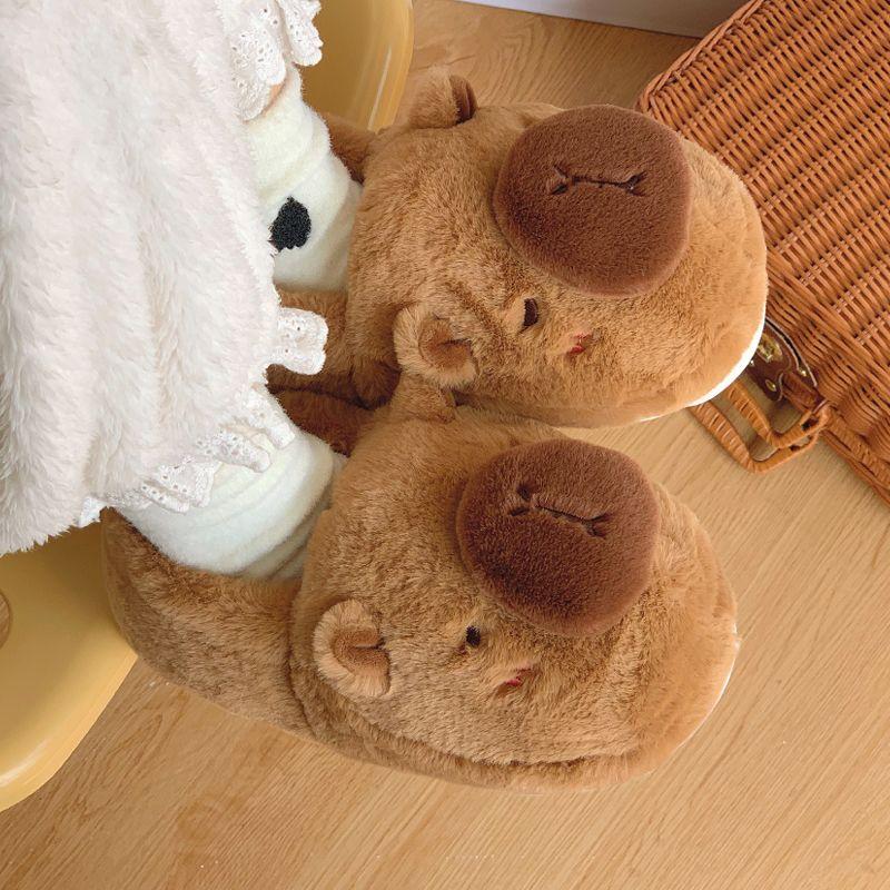 Capybara Slippers Non-slip Pufferfish Ladies Kids Home Cotton Shoes Boys Man Cute Kapibala Girls Plush Slipper