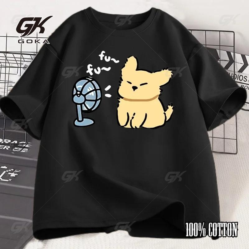 

Summer Cool Fan Cat Women s T-shirt Casual Fashion Comfortable Women s Street Fun Summer Cotton Short Sleeve Pattern T-shirt S