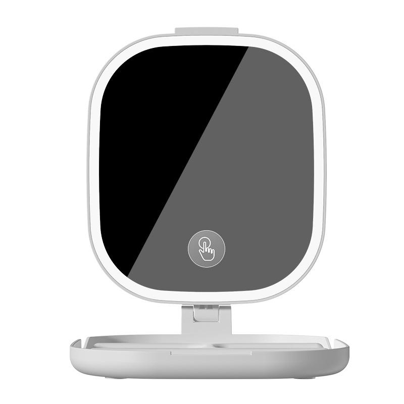 Rechargeable Folding LED Makeup Mirror with Light, Portable Desktop Vanity Mirror, Touch Dimming Compact Travel Mirror, Gift