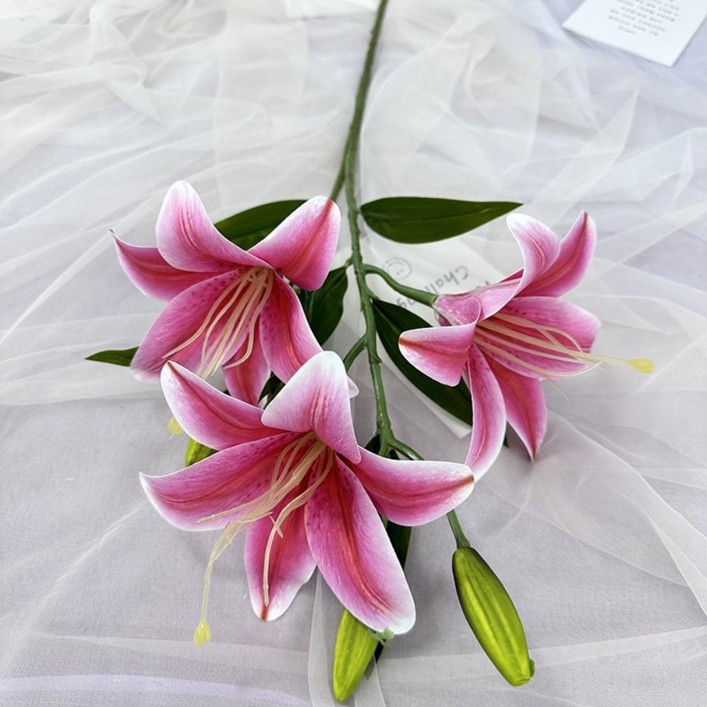 67cm Fake Lily Bouquet 2 Heads Wedding Bridal Bouquet Artificial Lily Flower Living Room Decor