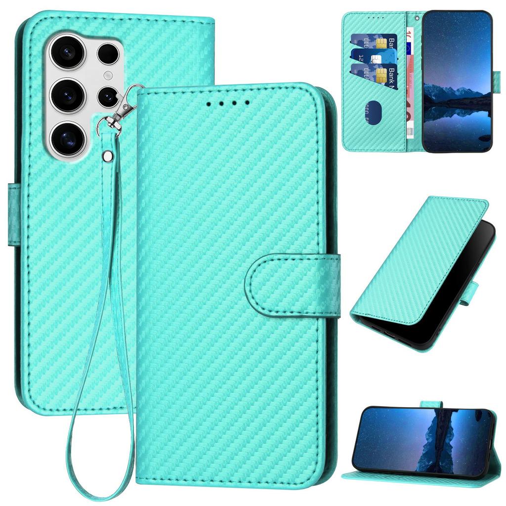 YX0070 For Samsung Galaxy S25 Ultra Wallet Case Carbon Fiber Texture Leather Cell Accessories Phone Cover