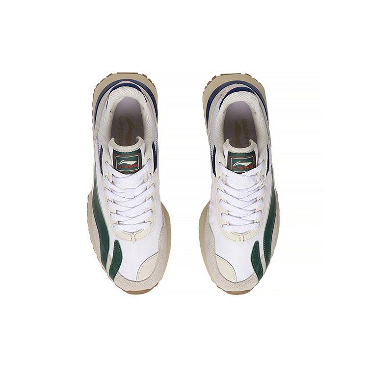 Li Ning Cargo Shock Absorption Low Top Sports Casual Shoes Women Sneakers White Green AGCS262-1