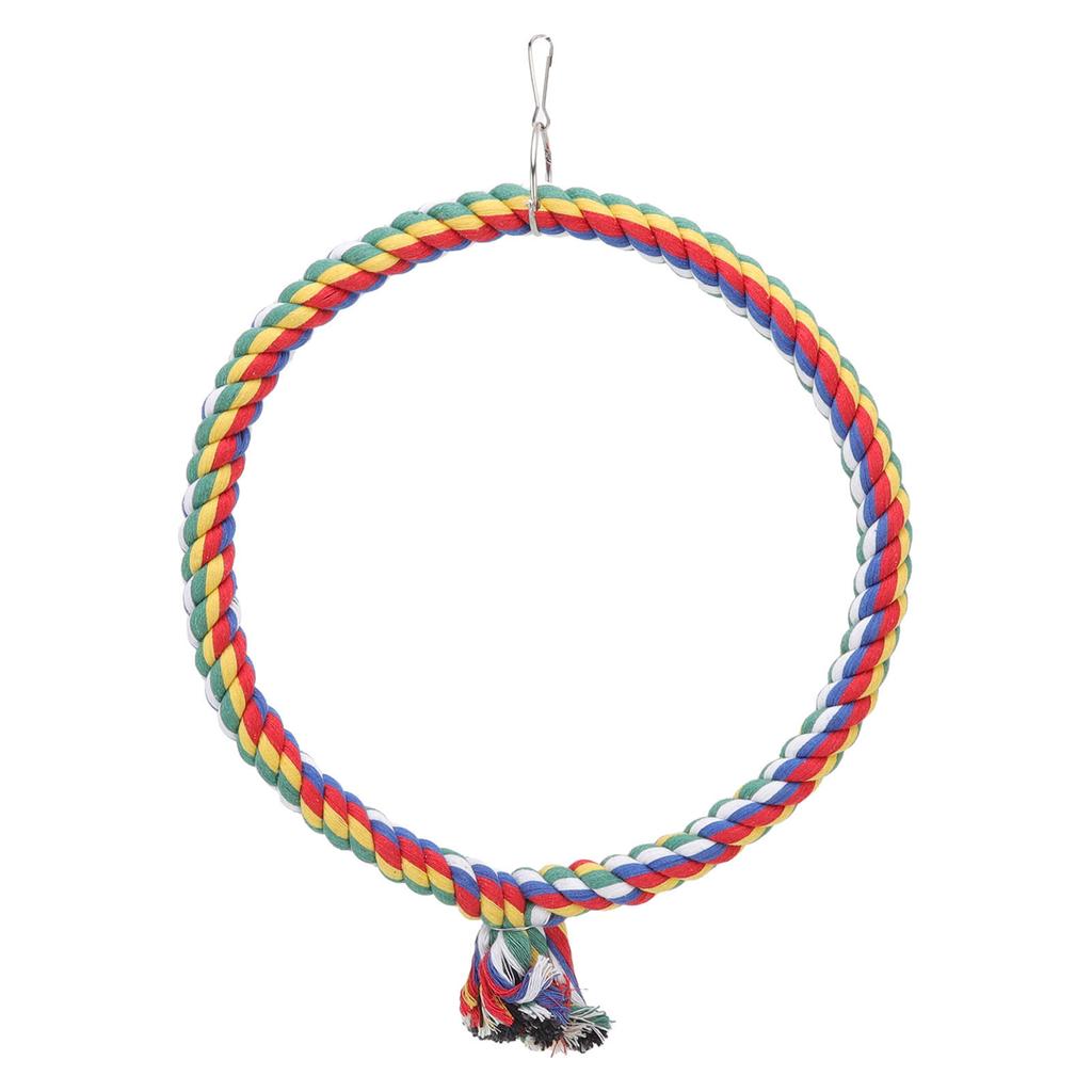 Bird Cotton Rope Ring Toy Colorful Parrot Swing Toys for Parakeets Cockatiels Conure Lovebirds Finches Macaw L