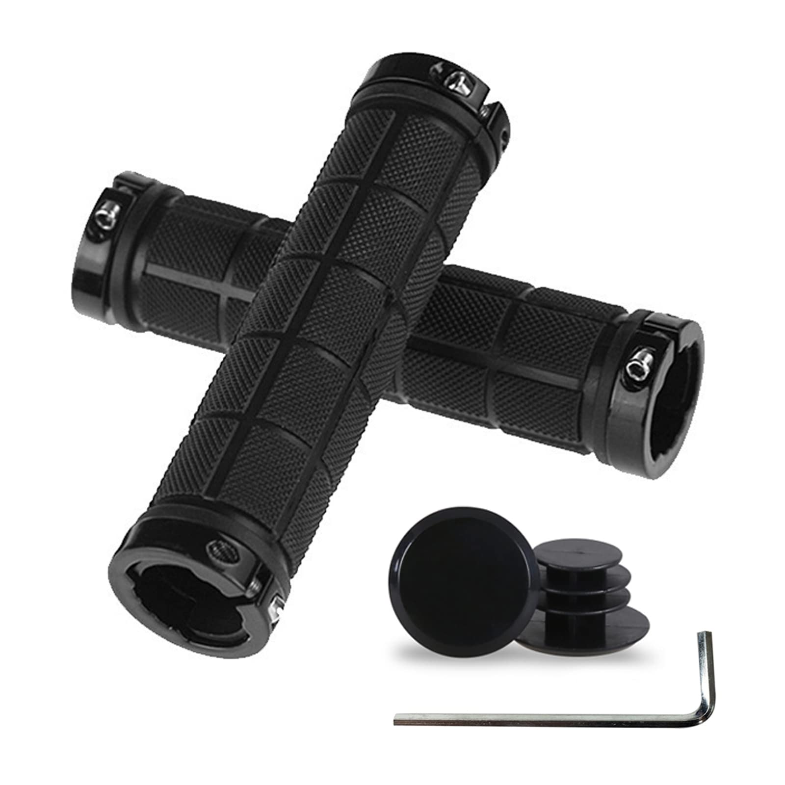 

PLATT Bicycle Grip Professional Mountain Bike Handlebar Grip 1 Inner End with Hex Black Covers, Durable, Non-Slip, Covers, Pair, 22.2mm Diameter, чёрный