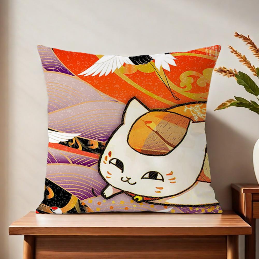N-natsume Y-yuujinchou Cat cushion cover For Pillow Printing Sofa Decoration Home Car Room Coffee Shop Office Nordic Simplicity