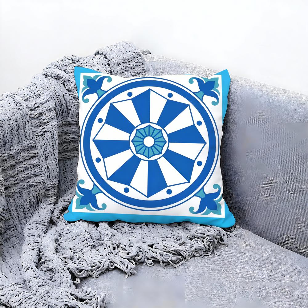 Exotic Portuguese Pattern Cushion Cover Premium Comfort Reversible Pillow Cove Two in One Design for Any Room Car Interior
