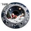 Santa Claus Floor Mat 3D Optical Illusion Round Christmas Rug, Cute Crystal Velvet Mat, Holiday Area Carpet Vivid Printed Circular for Entryway