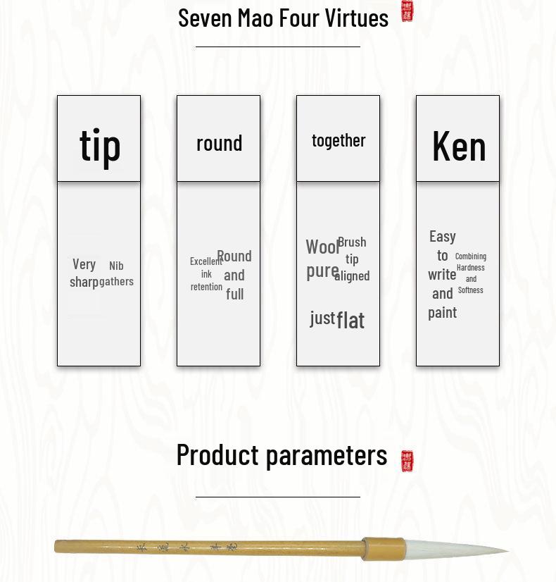 Wool Brush with Long Handle and Special Tip for Traditional Chinese Calligraphy and Painting