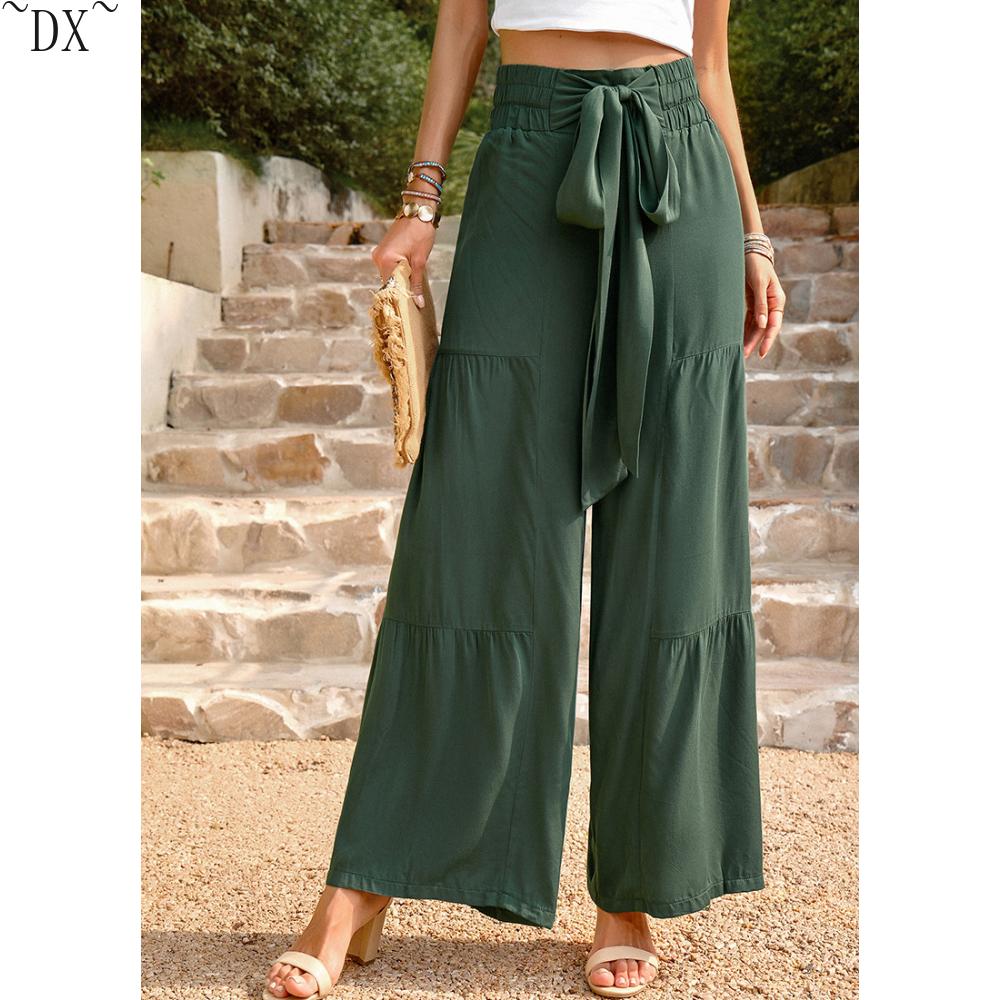 DX~~ Independent Station Casual Pants Women's Summer Loose Casual Wide Leg Solid Color Trousers