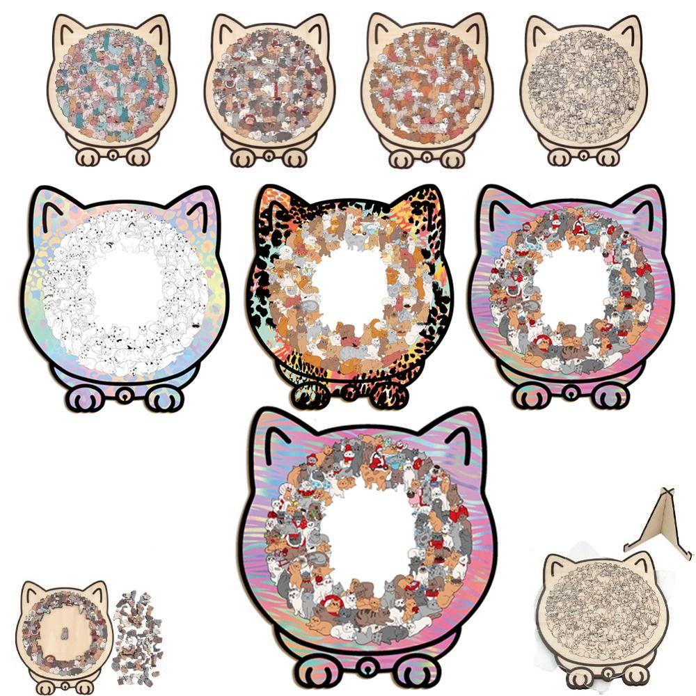 135-piece Morandi-colored Cat-shaped Puzzle Macaron Color Animal Cats Decorative Cut Cat Pieces
