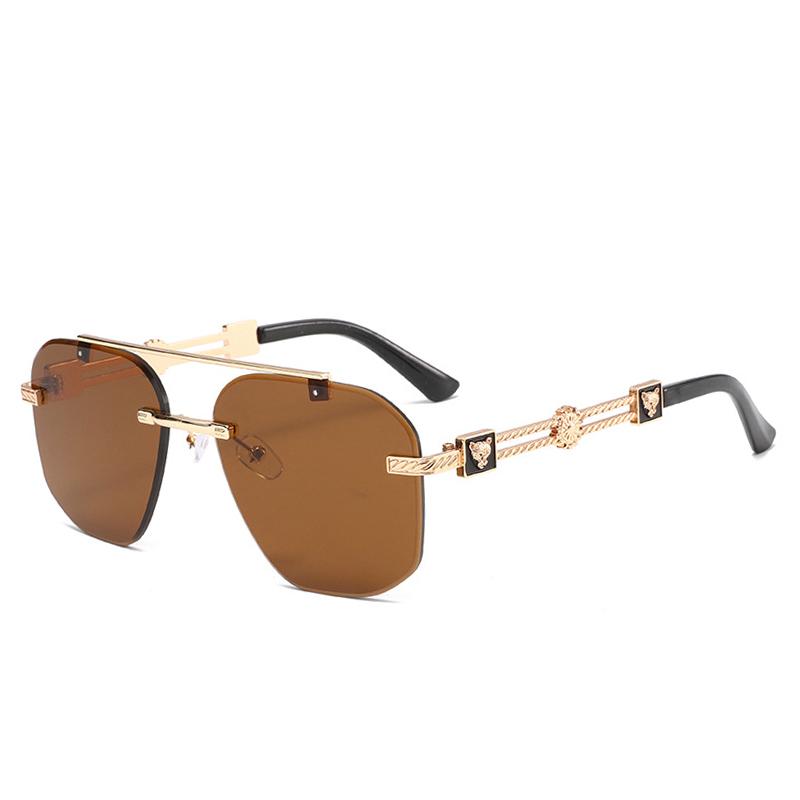 New Luxury Designer Sunglasses Men Women Leopard Rimless Vintage Trendy Shades for Outdoor Travel