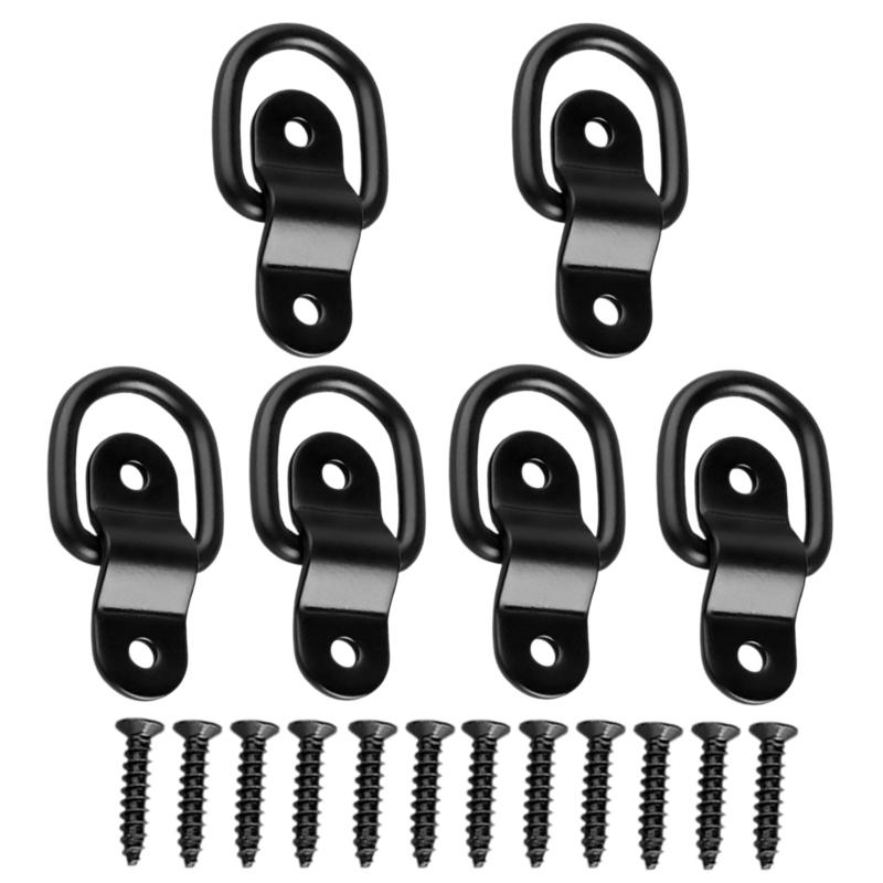 1-10Pcs D Rings with Screws Tie Down Anchors Ring Pull Hooks Iron Lashing Ring Fastener For Car Boat Cargo Trailer Vehicles RV