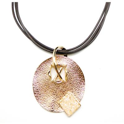 [Q8781] - Designer Necklace 'Cléopatra' Golden Beige - 50 Mm