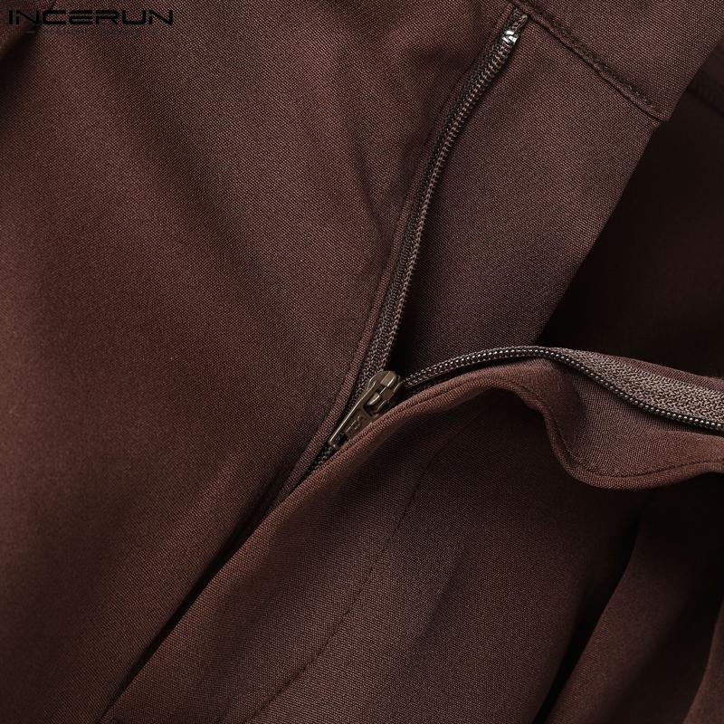 INCERUN Pánské rozepínací kalhoty s vysokým pasem, patchworkové, ležérní, dlouhé, rovné