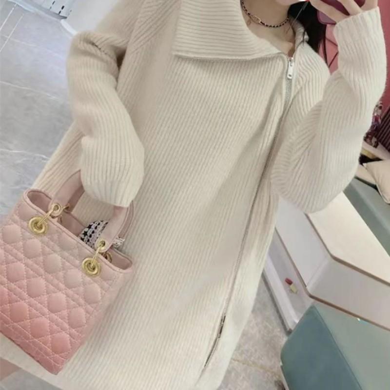 Sweater Women Outer Wear Lazy Wind Solid Color Soft Sticky Loose High Collar Knitted Cardigan Jacket Women Tide