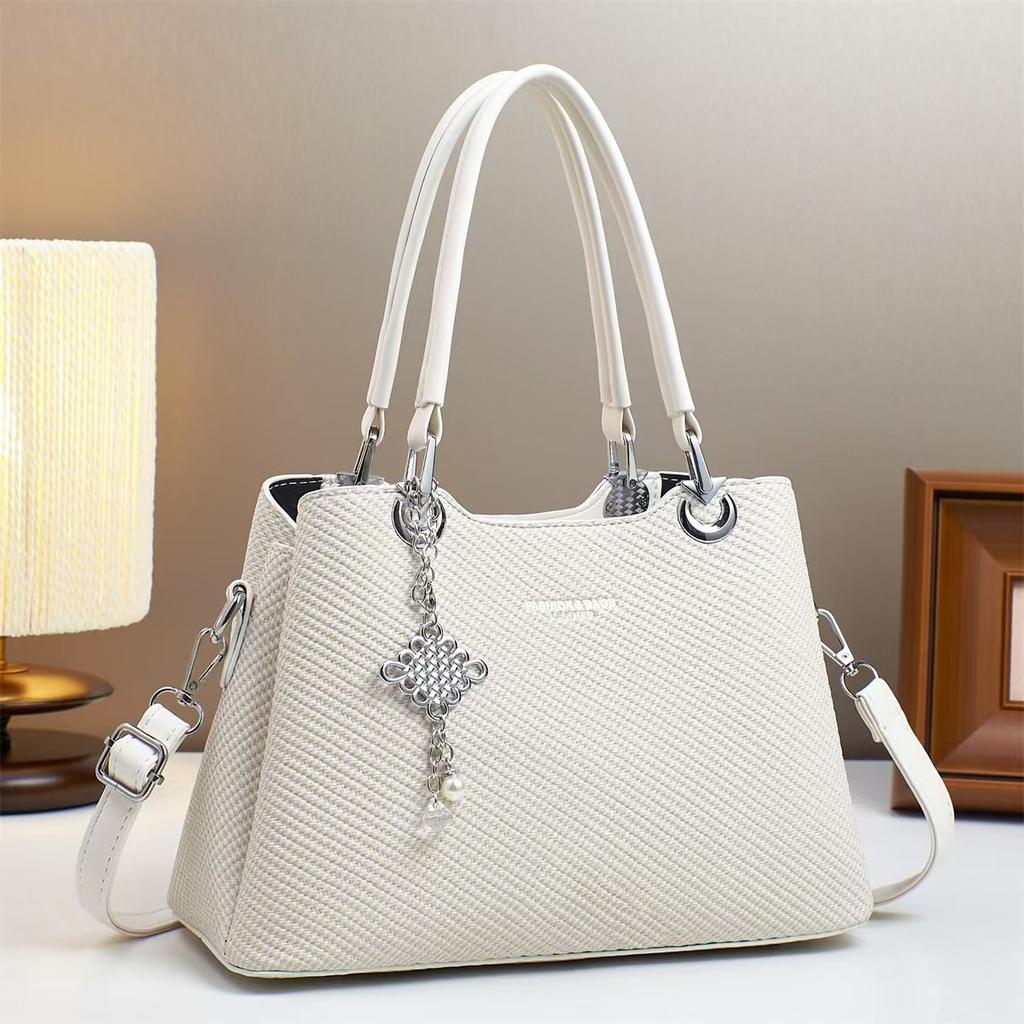 New Macaron Fashion Handbag Multi-layer Large Capacity Single Shoulder Bag Canvas Texture Crossbody Bag Woman