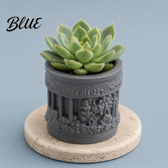 Environmentally Friendly Planter Pot Small Column Vintage Planter Mini Roman Embossed Flower Greek Relief Plant Pot Pillar Shaped Container