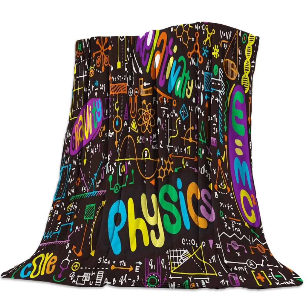 Physics Science Academic Algebra Formula Flannel Blanket for Bed Sofa Portable Soft Fleece Throw Blanket Funny Plush Blanket
