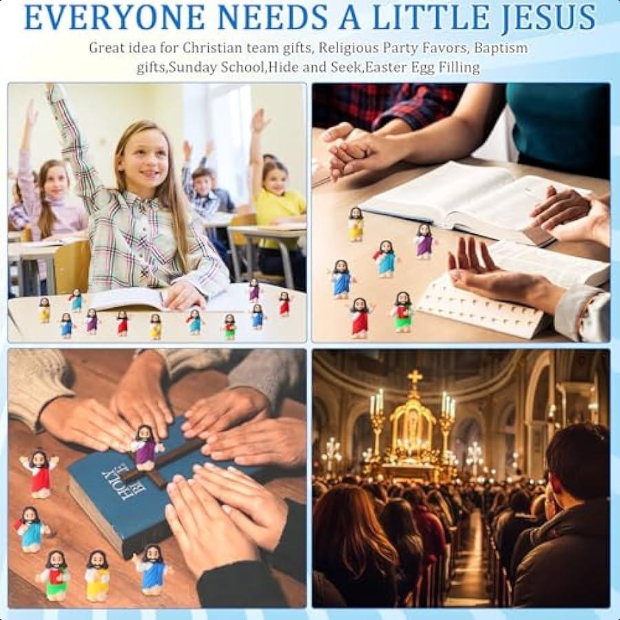 Little Jesus Figures Mini Figurines to Hide Small Rubber Jesus Toys 6 Styles Little Jesus Figures to Hide and Seek for Religiou