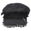 Cool Black Lace Beret Caps Millennium Outdoor Sun Hat Fashion Y2K Hat Girl  For Adult