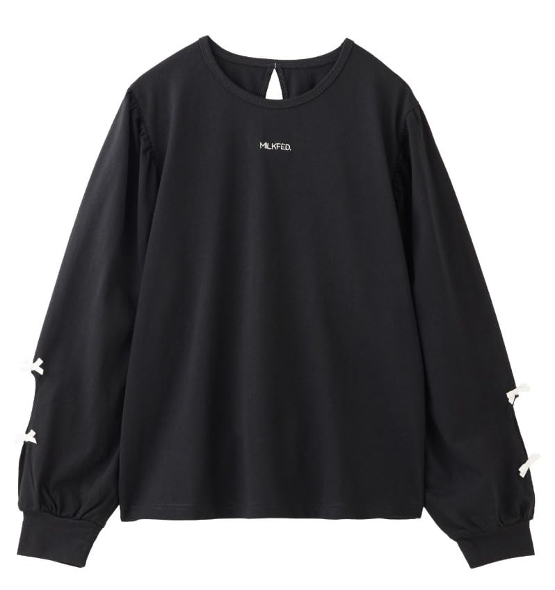 

Milkfed Casual Ribbon Long Sleeve Black Women s Top, чёрный