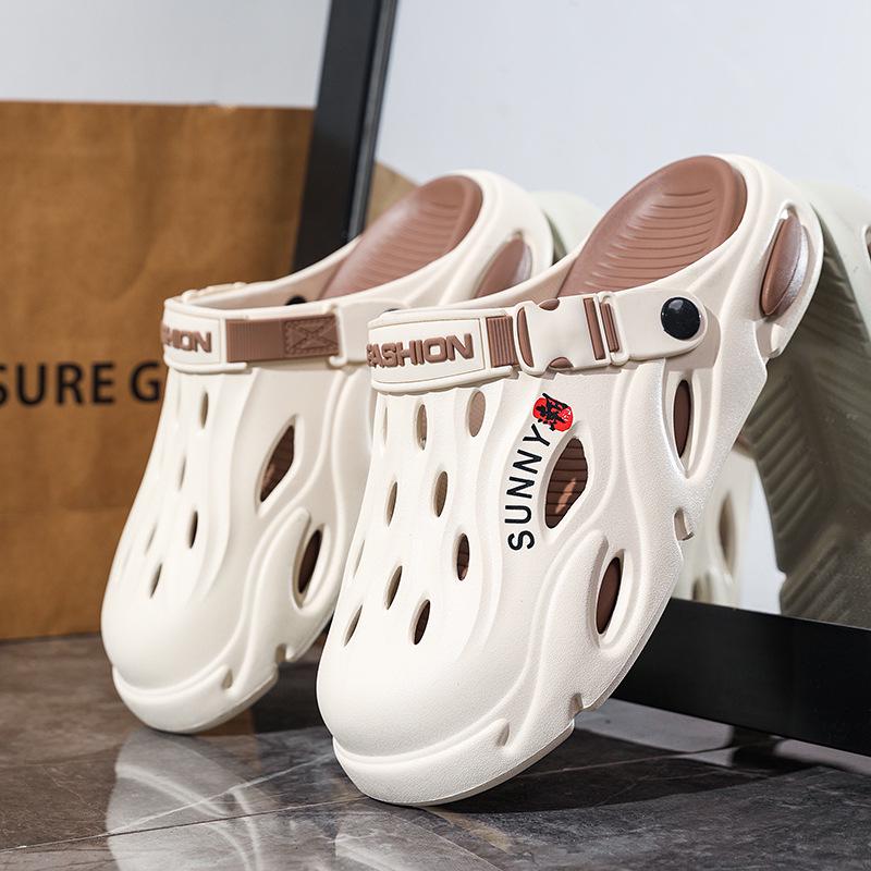 Men's Outdoor Thick-Soled Casual Sandals: Non-Slip Hole Shoes & Slippers for Beach or Autumn Wear