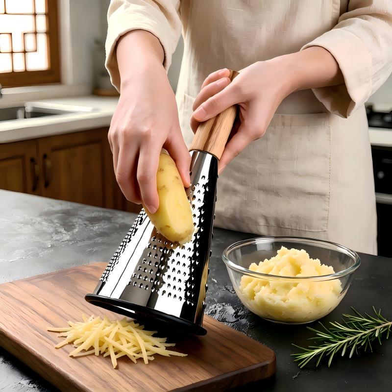 Three-Sided Stainless Steel Cone Grater for Cheese & Vegetables