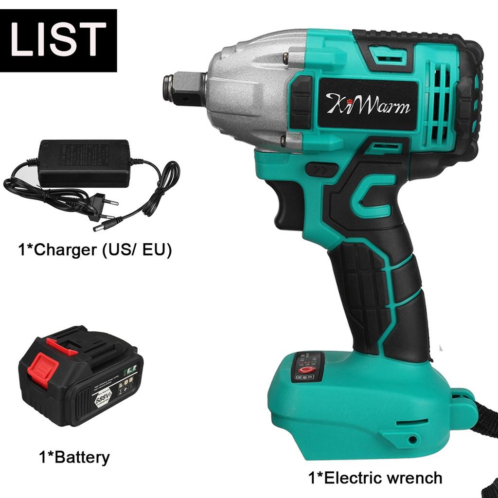 588vf 22800Amh 520N.M Torque Brushless Cordless Electric Impact Wrench Power Tools 2 Lithium-Ion Battery for Makita 18V Battery