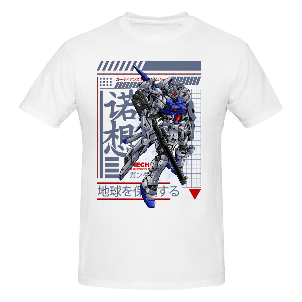 Mecha Warrior Gundam Anime TShirt Cotton Tees Shirt Streetwear Round Neck Tshirt Fashion ShortSleeve Clothes