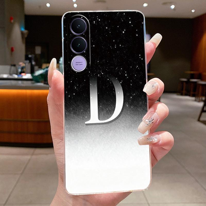 Anti-scratch Phone Case For Vivo V70 FE Jelly Clear TPU Soft Casing Lucky Letter Pink Shiny Starry Sky Pattern Couple Shell