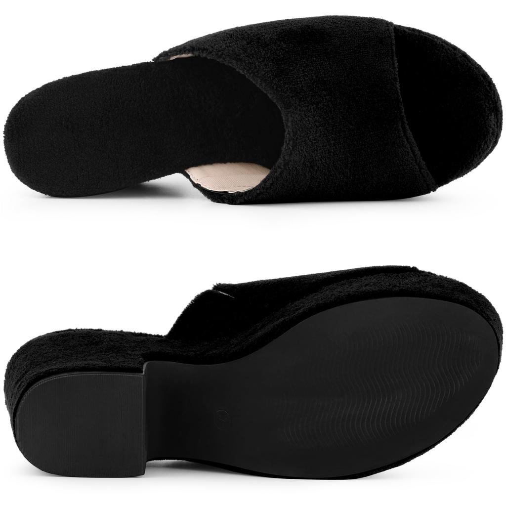 Allegra K Women's Platform Slide Chunky Heel Sandals, Black, Size 25.0cm