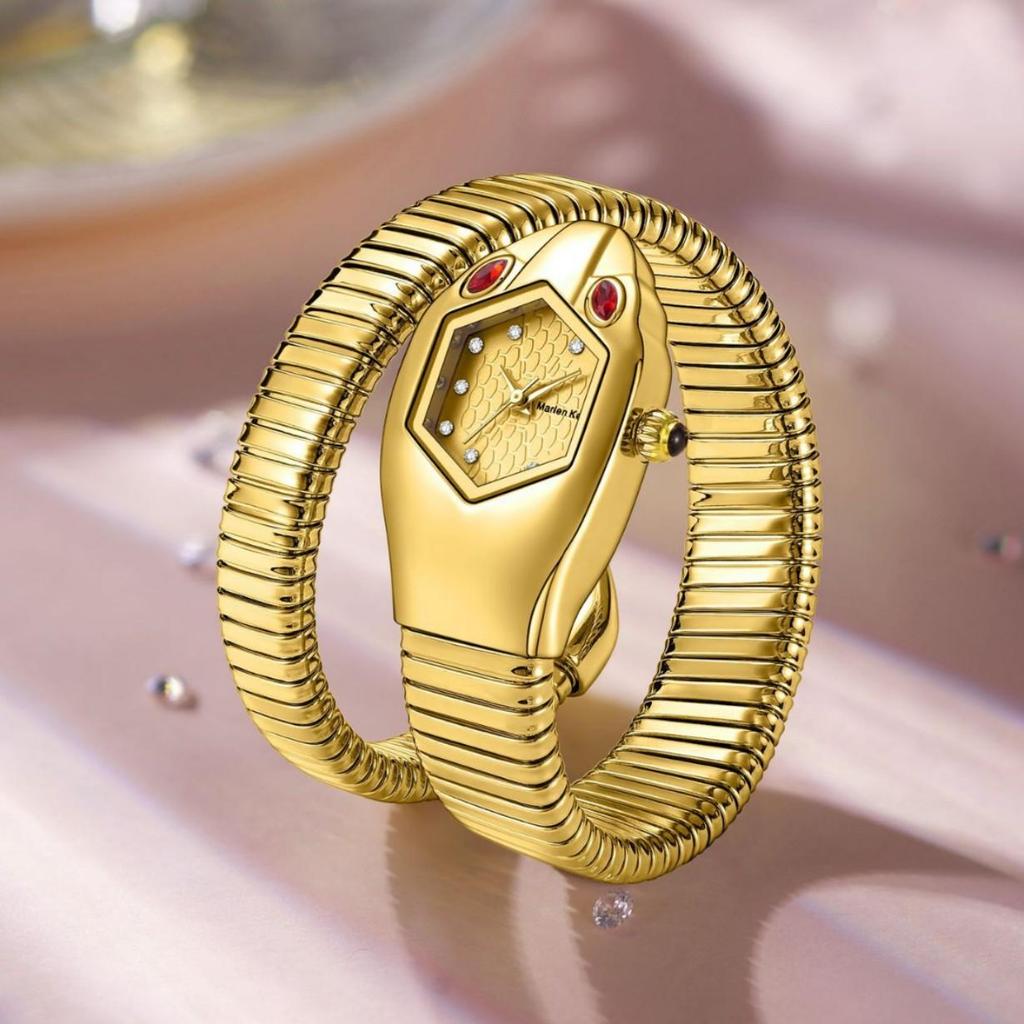 Damen Schlangen Armbanduhr Mode Gold Damen Uhren Luxus Damen Armbanduhren