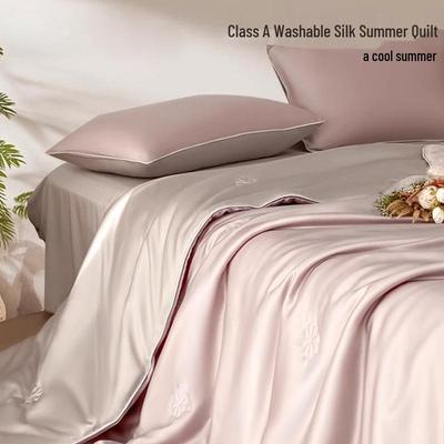 Ice Silk Summer Quilt: Four-Piece Set, Thin & Breathable, Single/Double, Machine Washable