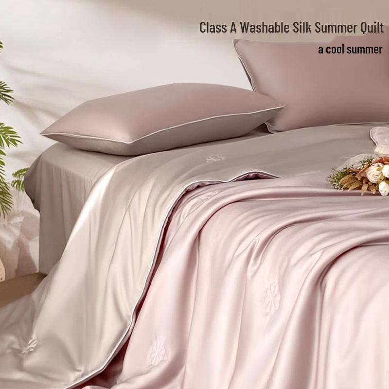 Sommerdecke aus Eisseide: Vierteiliges Set, Dünn & Atmungsaktiv, Einzel-/Doppelbett, Maschinenwaschbar