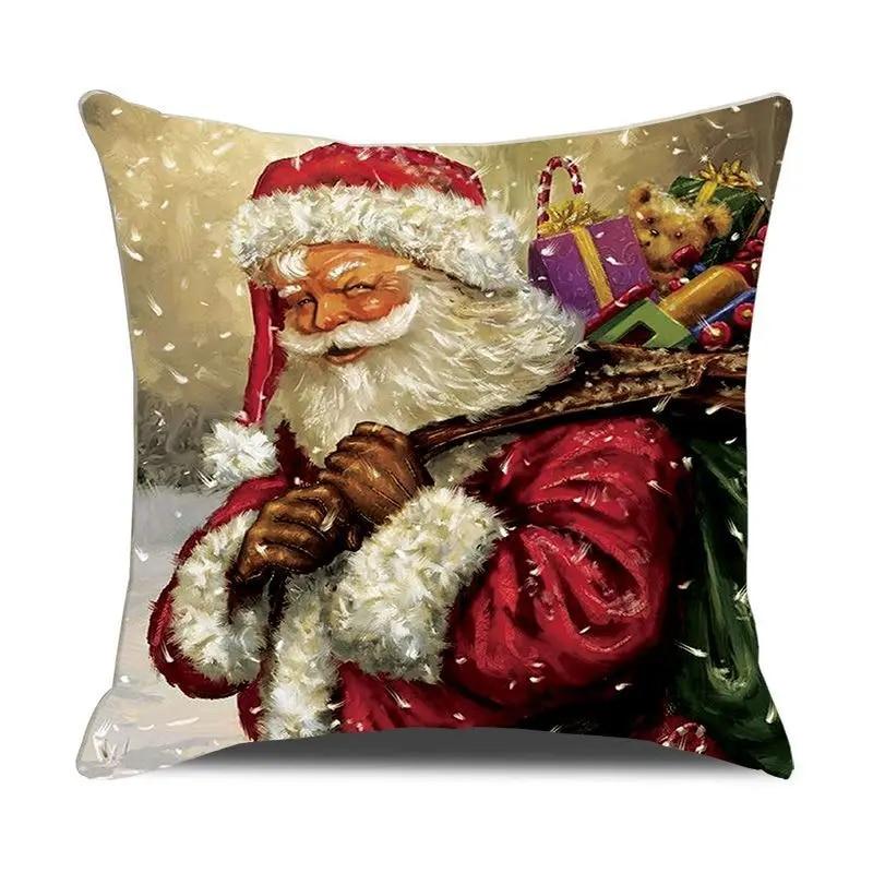 Christmas Pillowcase Santa Claus Snowman Pillowcase Sofa Car Cushion Cover Home Decoration New Year Christmas Gift