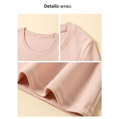 36 Low Crew Neck Front Shoulder 95 Cotton Shirt Women's Spring Slim Skinny T-Shirt Simple