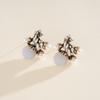 Turquoise Blue Diamond Flower Stud Earrings Necklace Light Luxury Niche Clavicle Chain Premium Jewelry Set