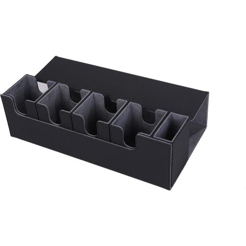 Toy God Trading Card Deck Case, Magnetic Removable Card Case, Leather Card Case Holder Storage (Black (Includes 4 Cases + Dice Compartment))