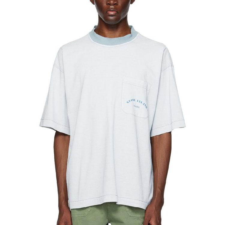 STONE ISLAND Ss23 Marina sorozat Kerek nyakú zsebes rövid ujjú póló Férfi póló Égkék 7815216X4-V0041