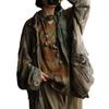 Ancient Falling Mud Light Retro Lapel Cotton-Linen Jacket with Pockets, Plant-Dyed Ash Tone