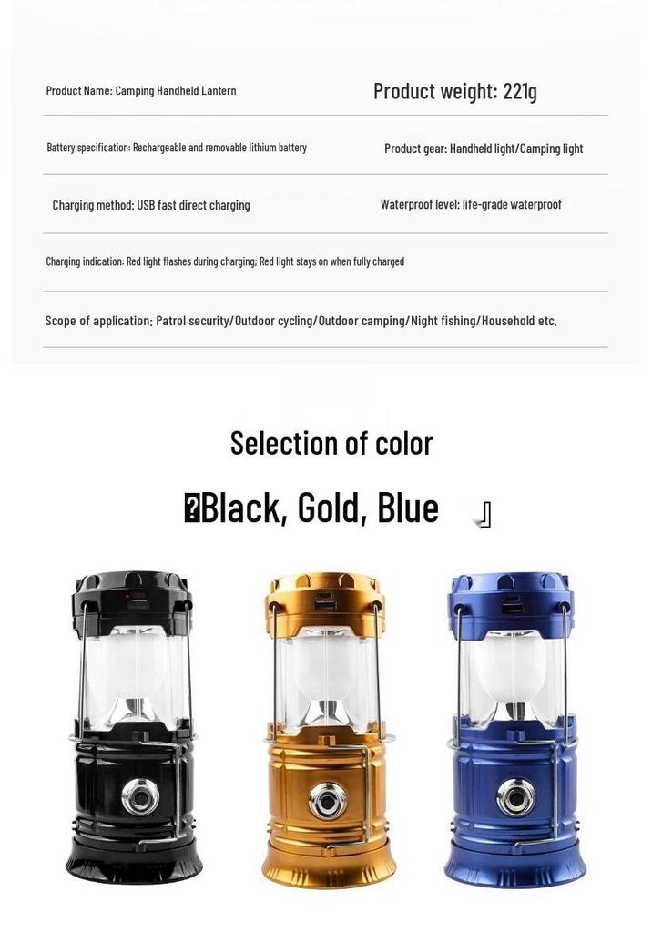 5800 Solar-Powered Portable Multifunction Camping Lantern - Outdoor Emergency Tent Light