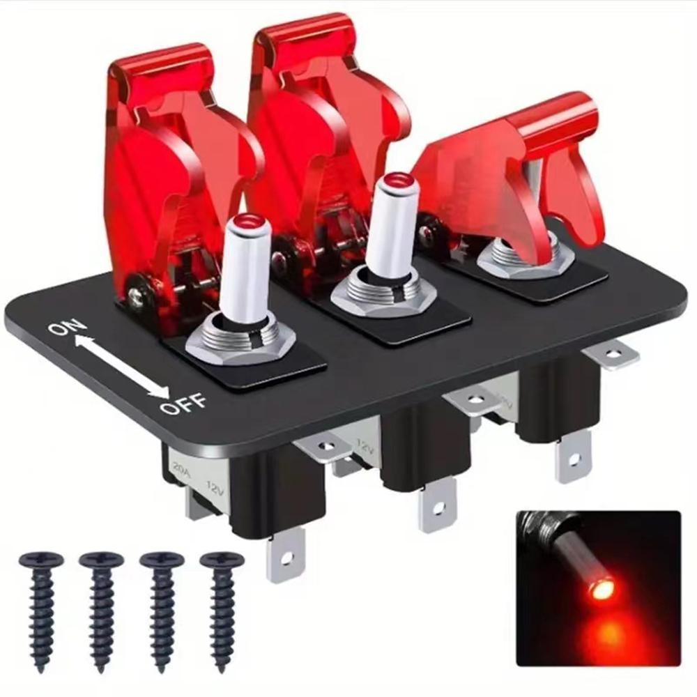 12-24V Switch Panel Racing Car Starter Lgnition Start Button Light Toggle Rocker 20A Fuse Accessories For Boat Truck Trailer RV