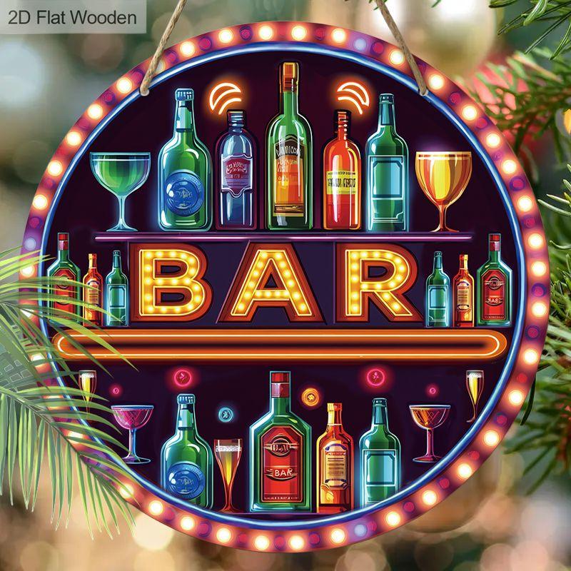 2D flat hanging decorative signs,interior wall or door decoration,garden decoration,the pattern is "BAR"sign,a housewarming gift for friends