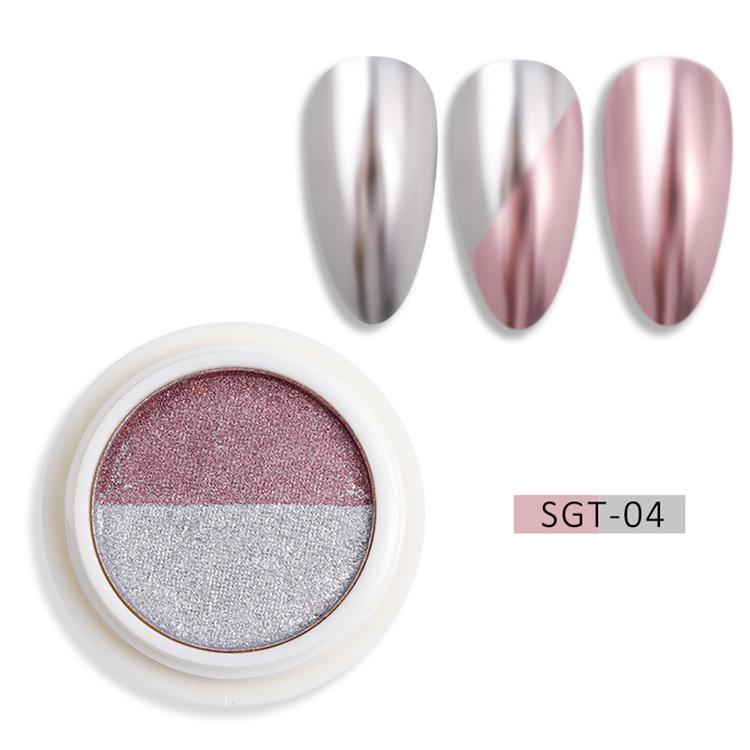Nail Art Two-Color Solid Powder: Gold & Silver Super Shiny Titanium Glow