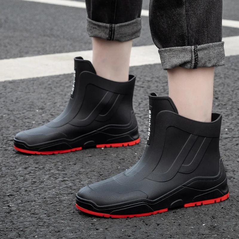 Work Boots For Men And Women Casual Short Tube Waterproof Shoes Fleece Warm Non Slip Wear Resistant Rain 2024